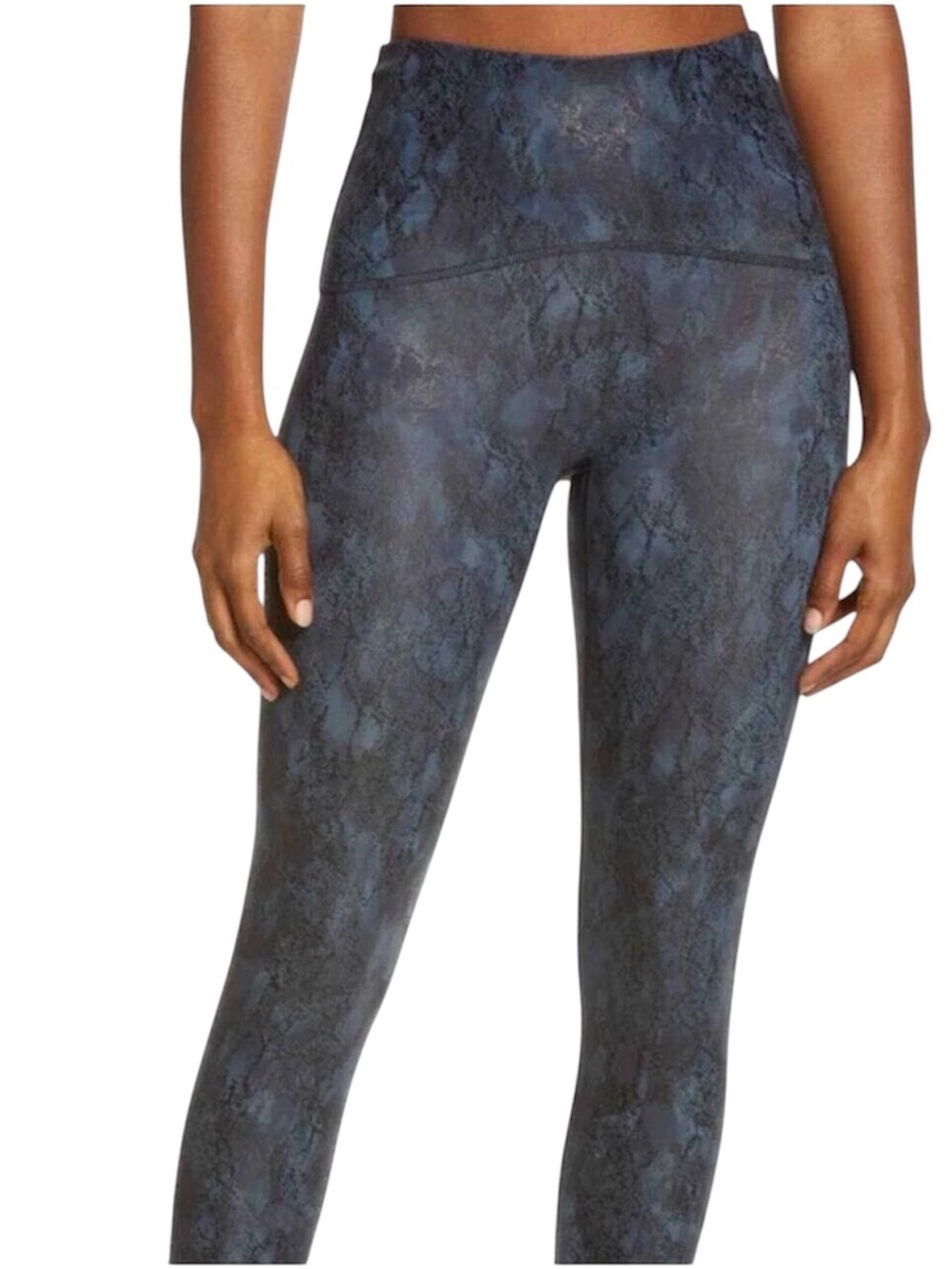 Spanx  Leggings Faux Leather 7/8 Navy Blue Reptile SAMPLE (Size S)